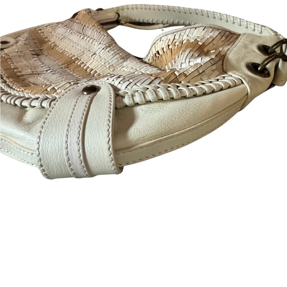 Isabella Fiore White Woven Leather Crescent Bag - Picture 6 of 10